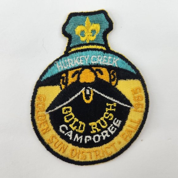 Vintage 1965 Golden Sun District Boy Scout Patch Hurkey Creek Gold Rush Camporee - Picture 2 of 3